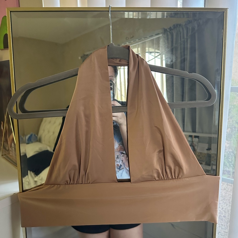 Princess Polly Tan Halter Wrap Around Top
